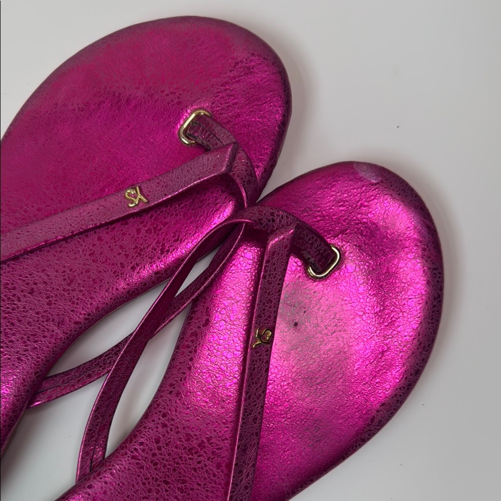 YOSI SAMRA Women's Fuchsia Pink Metallic‎ Rivington Sandals Size 8 - Picture 3 of 11